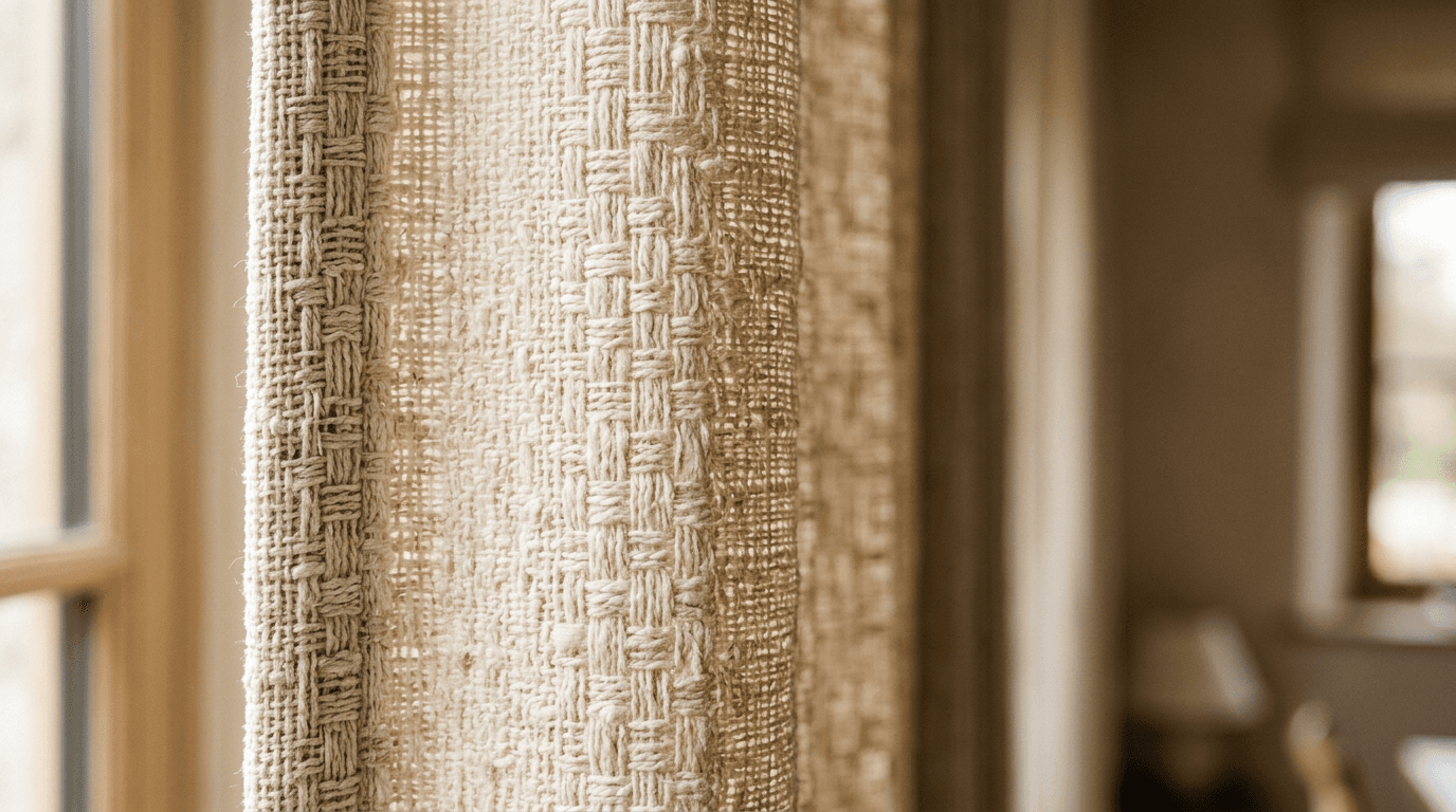 Macro detail of premium woven blind fabric